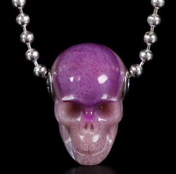 Gemstone 0.9" Sugilite Carved Crystal Skull Necklace, Skull Pendant, Crystal Healing