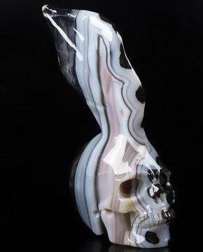 Origianl 5.4" Agate Carved Crystal Skull, Crystal Healing