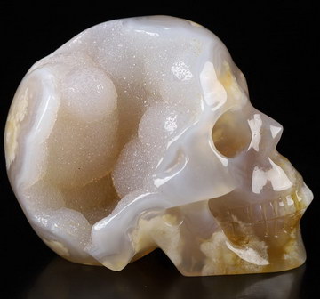 2.2" Sakura Agate Geode Carved Crystal Skull,Realistic, Crystal Healing
