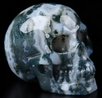 2.0" Green Moss Agate Carved Crystal Skull,Realistic, Crystal Healing