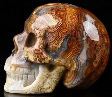 2.0" Red Crazy Lace Agate Carved Crystal Skull,Realistic, Crystal Healing