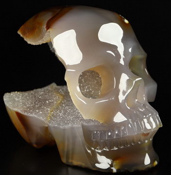 5.2" Premium Brazilian Agate Carved Crystal Skull,Super Realistic, Crystal Healing