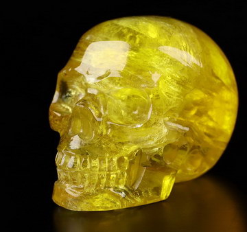 1.2" Orange Fluorite Carved Crystal Skull,Realistic, Crystal Healing