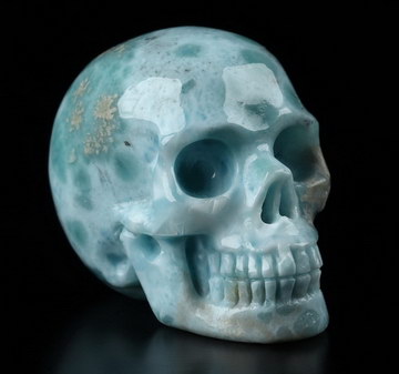 1.1" Larimar Carved Crystal Skull,Realistic, Crystal Healing