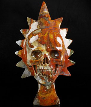 Origianl 9.8" Indian Agate Carved Crystal Skull, Crystal Healing
