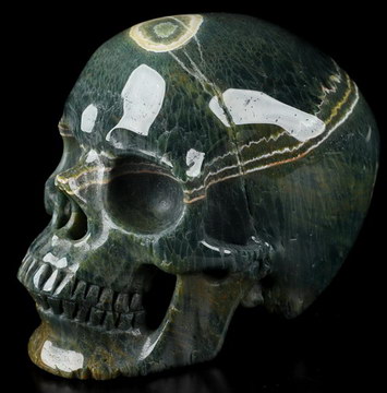 5.1" Ocean Jasper Carved Crystal Skull,Super Realistic, Crystal Healing
