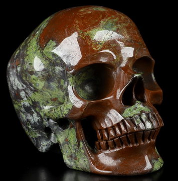 5.1" Dragon Blood Jasper Carved Crystal Skull,Super Realistic, Crystal Healing