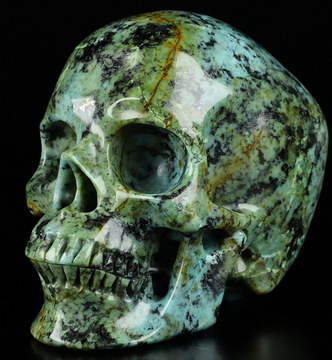 5.1" African Turquoise Carved Crystal Skull,Super Realistic, Crystal Healing