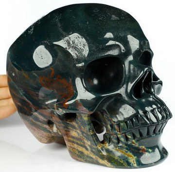 Lifesized 6.3" Bloodstone Carved Crystal Skull,Super Realistic, Crystal Healing