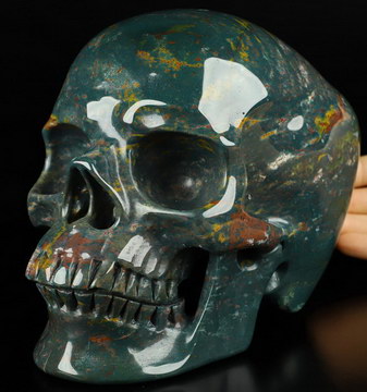 Lifesized 7.0" Bloodstone Carved Crystal Skull,Super Realistic, Crystal Healing