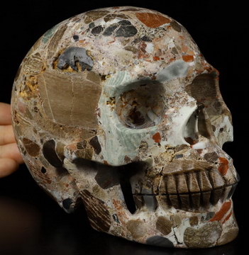 5.9" Australian Chert Brecciated Carved Crystal Skull,Realistic, Crystal Healing