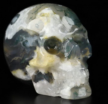 1.2" Green Moss Agate Carved Crystal Skull,Realistic, Crystal Healing
