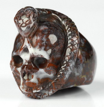 US# 8 Chinese Bloodstone Carved Crystal Skull, Crystal Healing
