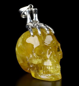 1.1" Orange Fluorite Carved Crystal Skull, Crystal Healing