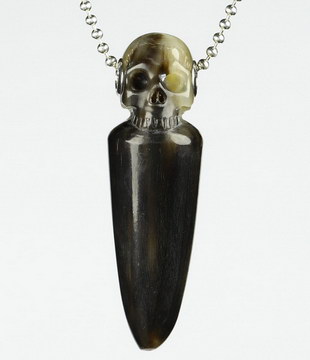 2.1" Ox horn fossil Hand Carved Crystal Skull, Realistic, Crystal Healing