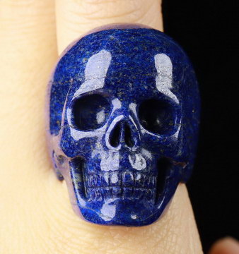 US# 9.5 Lapis Lazuli Carved Crystal Skull Rings, Crystal Healing