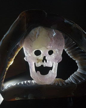 Origianl 10.9" Amethyst & Agate Carved Crystal Skull, Crystal Healing
