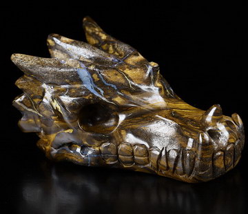 2.8" Matrix Opal Carved Crystal Dragon Skull, Realistic