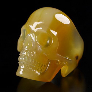 US Size#8 Agate Carved Crystal Skull Ring, Skull Jewelry