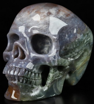 5.0" Indian Agate Carved Crystal Skull,Super Realistic, Crystal Healing