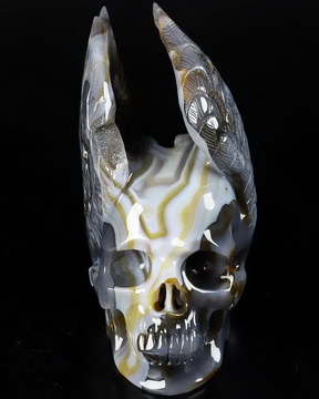 Amazing 7.3" Agate Geode Carved Crystal Skull & Wing, Crystal Healing