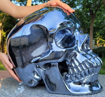 19.1" MASSIVE 144.3LB Titan 19.1" Terahertz Crystalline Silicon Super Realistic Carved Crystal Skull Sculpture