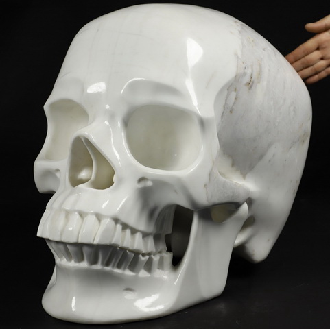 173.1LB Titan 19.3" White Jade Carved Crystal Skull,Super Realistic, Crystal Healing
