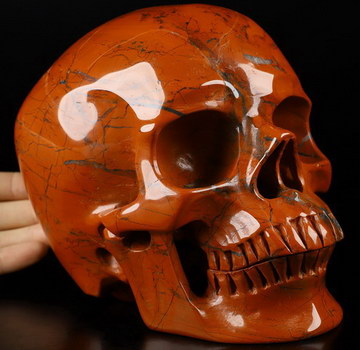 Lifesized 6.9" Red Jasper Carved Crystal Skull,Super Realistic, Crystal Healing