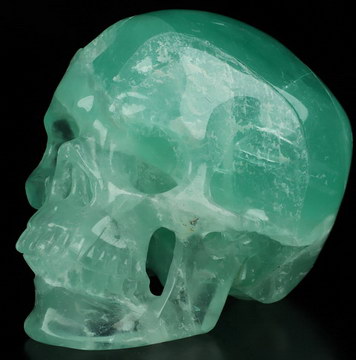 Translucent 5.1" Fluorite Carved Crystal Skull,Super Realistic, Crystal Healing