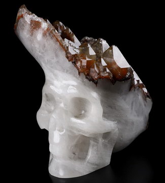 4.3" Red Quartz Carved Crystal Skull, Realistic