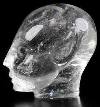 1.7" Quartz Rock Crystal Carved Fairy Elf Alien Crystal Skull Companion Sculpture, Crystal Healing