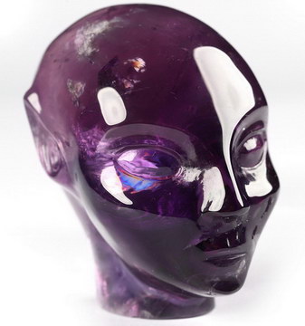 1.7" Amethyst Carved Fairy Elf Alien Crystal Skull Companion Sculpture, Crystal Healing