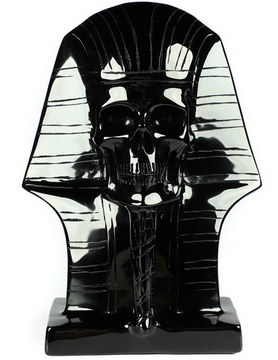 7.1" Black Obsidian Carved Crystal Pharaoh Skull, Crystal Healing