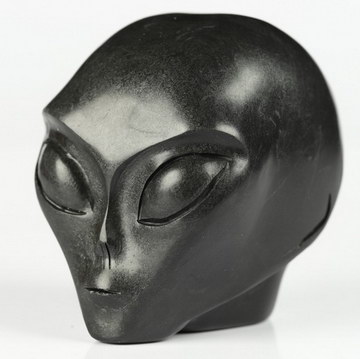 2.0" Shungite Crystal Skull Companion Star Being Female Alien Reiki Healing Stone Statue