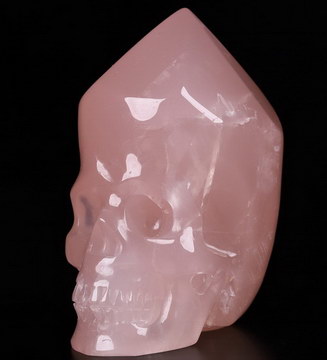 2.7" Rose Quartz Carved Crystal Skull Point, Crystal Healing