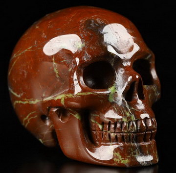 2.0" Dragon Blood Jasper Carved Crystal Skull,Realistic, Crystal Healing