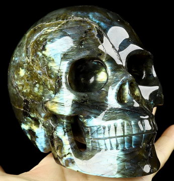5.0" Flash Labradorite Carved Crystal Skull,Realistic, Crystal Healing
