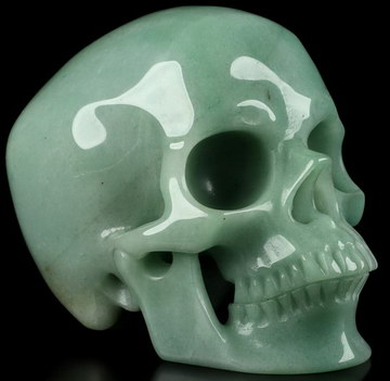 5.2" Green Aventurine Carved Crystal Skull,Super Realistic, Crystal Healing