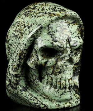 5.4" Fireworks Stone Carved Crystal Death Skull, Crystal Healing