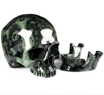 Lifesized 7.1" Kambaba Jasper Carved Crystal Detachable Skull,Super Realistic, Crystal Healing