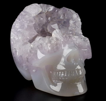1.9" Amethyst & Agate Carved Crystal Skull,Realistic, Crystal Healing