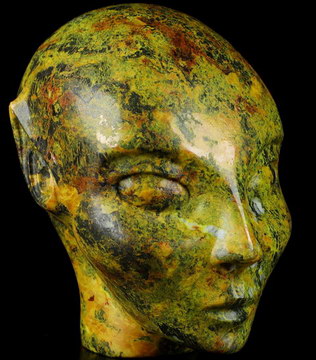 4.1" Orpiment Carved Fairy Elf Alien Crystal Skull Companion Sculpture, Crystal Healing