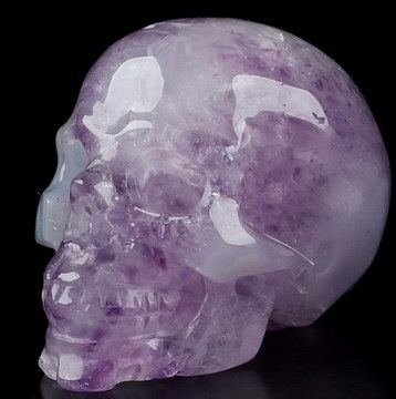 1.6" Amethyst & Agate Carved Crystal Skull,Realistic, Crystal Healing