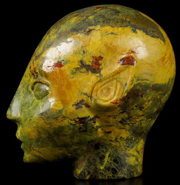 4.2" Orpiment Carved Fairy Elf Alien Crystal Skull Companion Sculpture, Crystal Healing