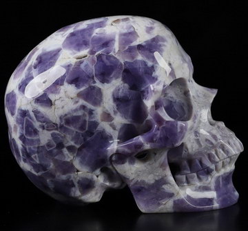 5.1" Dream Chevron Amethyst Carved Crystal Skull, Super Realistic