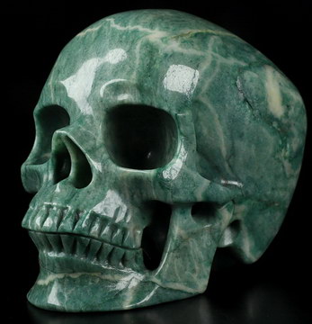 5.1" African Green Stone Carved Crystal Skull, Realistic