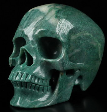 5.1" African Green Stone Carved Crystal Skull, Super Realistic, Crystal Healing