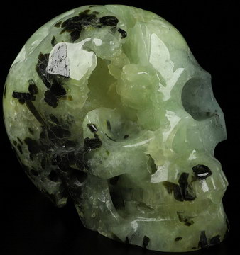 5.1" Prehnite Carved Crystal Skull,Realistic, Crystal Healing