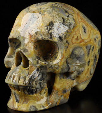 5.1" Crazy Lace Agate Carved Crystal Skull,Super Realistic, Crystal Healing