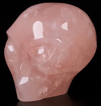 2.0" Rose Quartz Star Being Female Alien Crystal Skull Companion, Hand Carved Gemstone Fine Art Sculpture, Reiki Healing Stone Statue